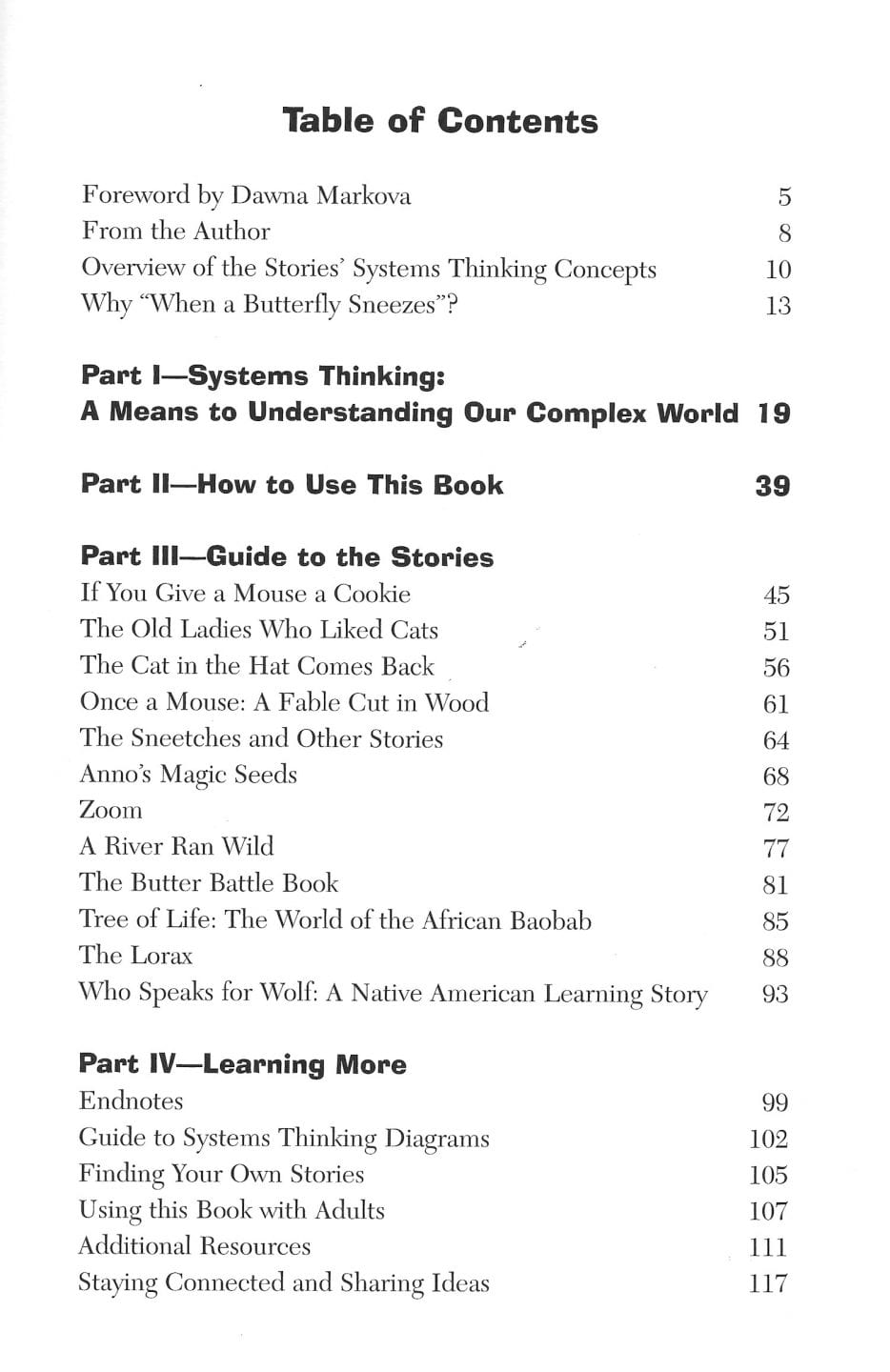 table of contents