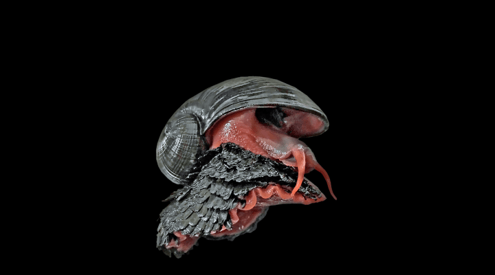 photograph of black snail against black background