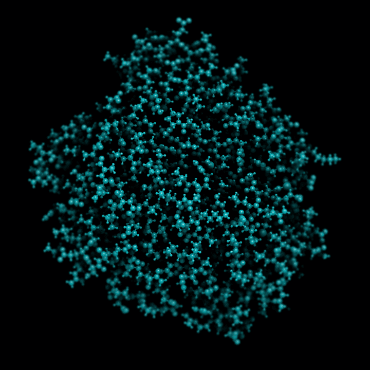 3d image of blue enzymes against black background